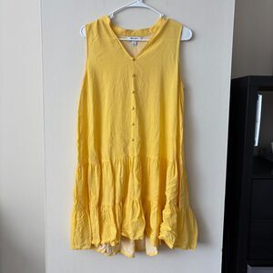 Nine West Yellow Button Front Tank Dress - Size M